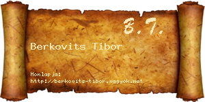 Berkovits Tibor névjegykártya